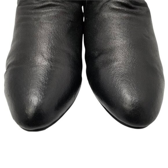 Crossroads Womens Boots Black Leather Block Heels Pull On Pointed Toe Flat 8 W - Picture 8 of 11
